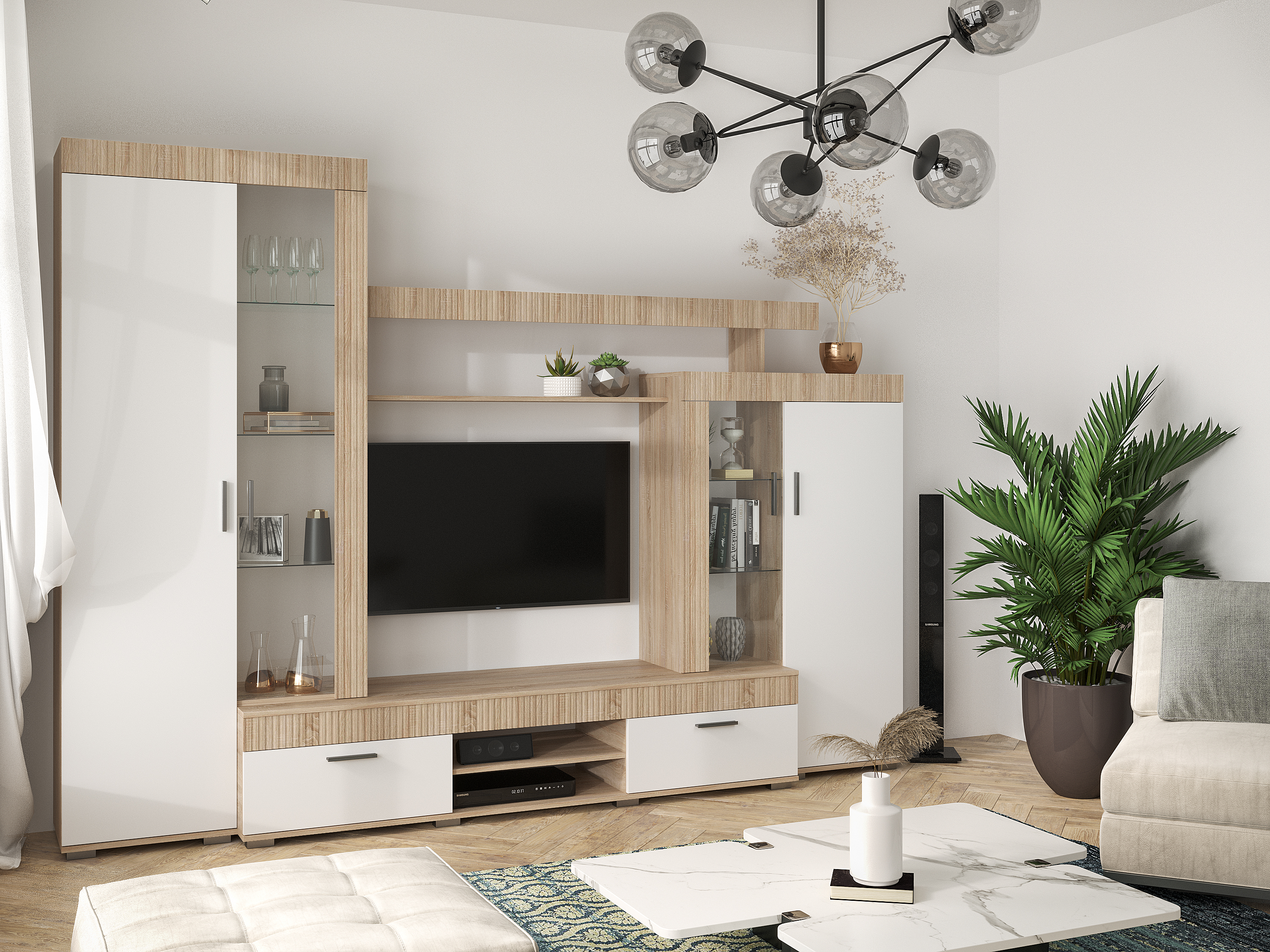 Мебельная горка в зал со шкафом — практичность и удобство