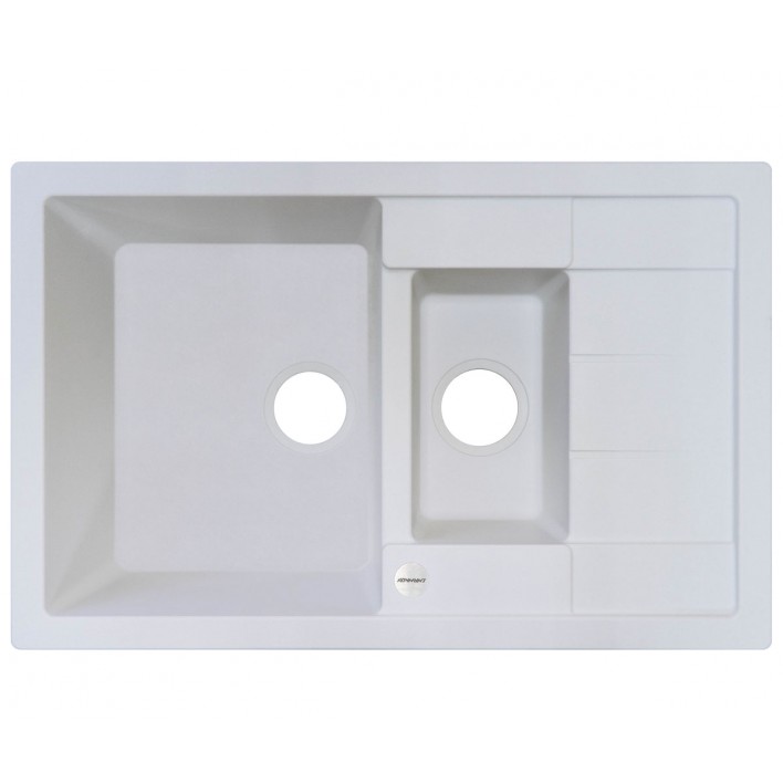 Прямокутна кухонна мийка ADAMANT ANILA PLUS 780X500X200 01 в кольорі білий без сифона