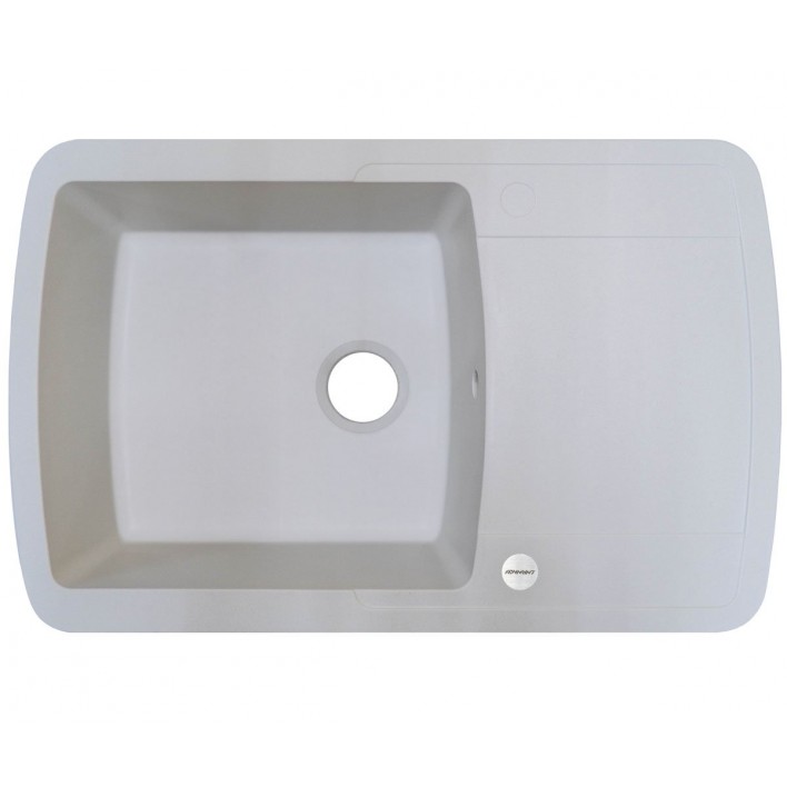 Гранітна мийка ADAMANT OPTIMAKS 780X500X200 01 в кольорі білий без сифона