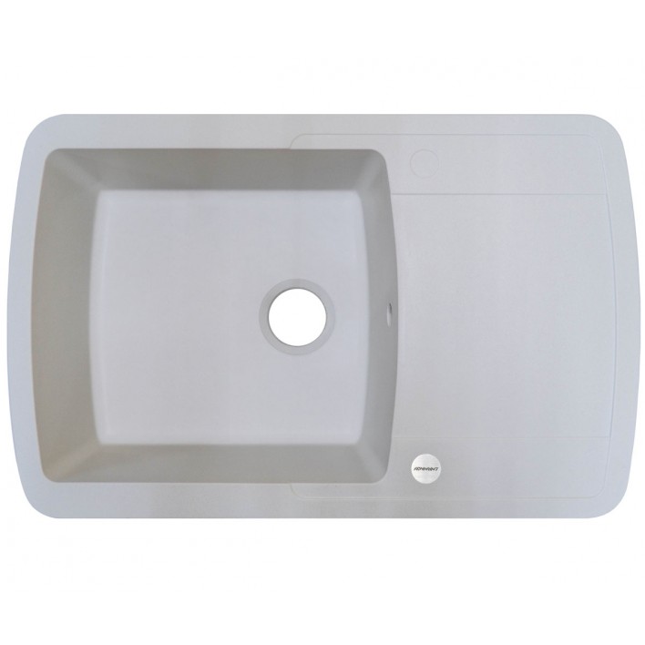 Гранітна мийка ADAMANT OPTIMAKS 780X500X200 01 S в кольорі білий з сифоном