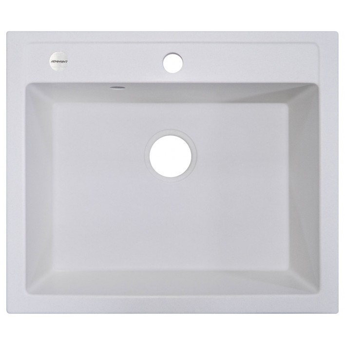 Мийка гранітна з переливом ADAMANT PRIZMA 590X500X200 01 в кольорі білий без сифона