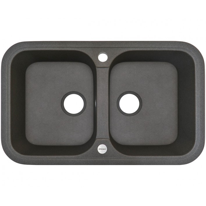 Подвійна кухонна мийка ADAMANT TWINS 770X470X190 04 в кольорі темно сірий без сифона