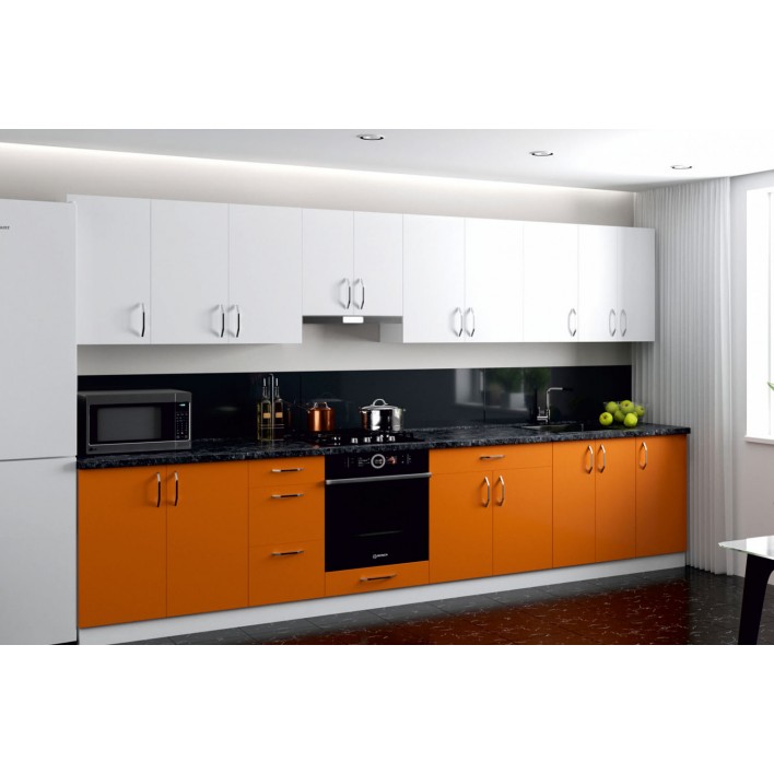  Кухня Стелла вариант 16 в цвете luxe naranja, luxe blanco - Феникс 