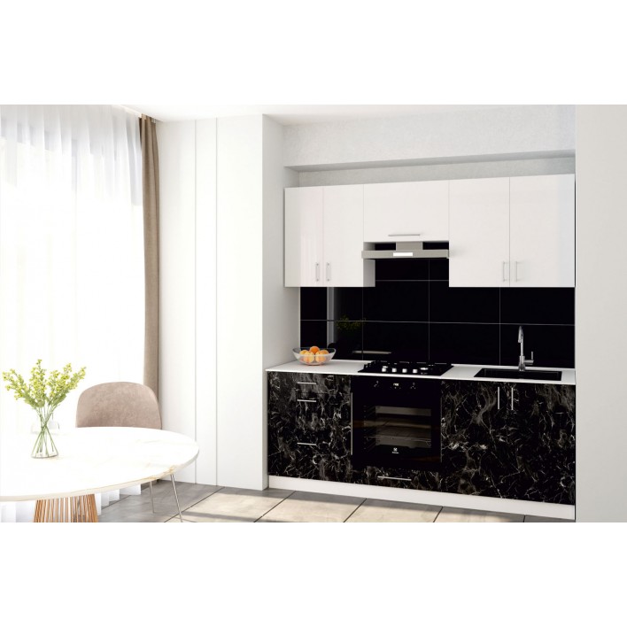  Кухня Стелла вариант 19 в цвете luxe oriental black br ,zenit blanco sm - Феникс 