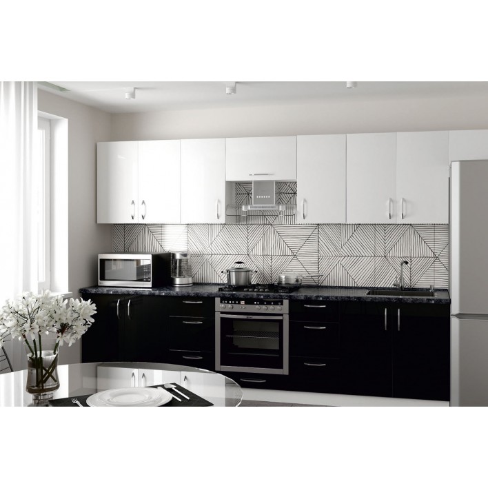  Кухня Стелла вариант 21 в цвете luxe negro,luxe blanco - Феникс 