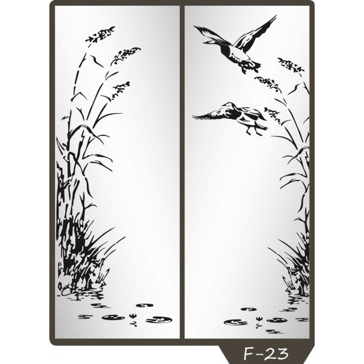 Купити Піскоструминний малюнок на 2 двері малюнок F-23 - Фенікс в Дніпрі