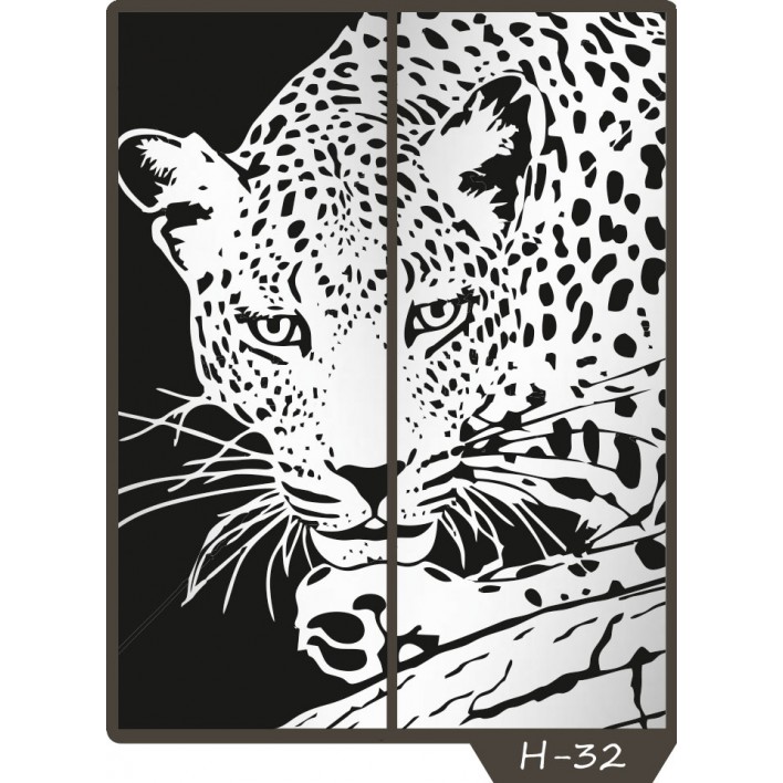 Купити Піскоструминний малюнок на 2 двері малюнок H-32 - Фенікс в Дніпрі