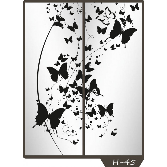 Купить Пескоструйный рисунок на 2 двери рисунок H-45 - Феникс в Херсоне