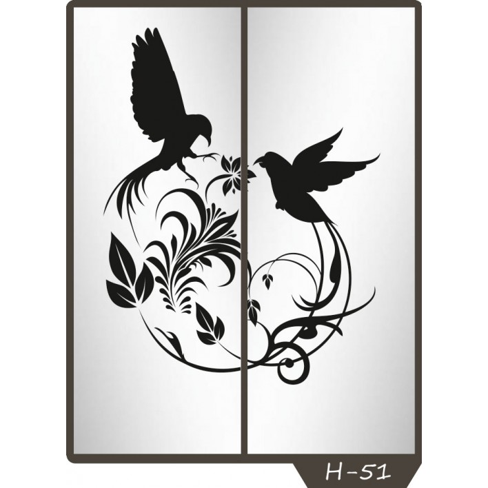 Купити Піскоструминний малюнок на 2 двері малюнок H-51 - Фенікс в Херсоні