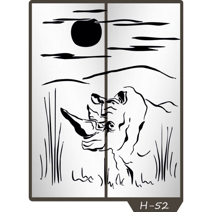 Купити Піскоструминний малюнок на 2 двері малюнок H-52 - Фенікс в Дніпрі