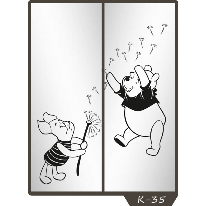 Купить Пескоструйный рисунок на 2 двери рисунок K-35 - Феникс в Виннице