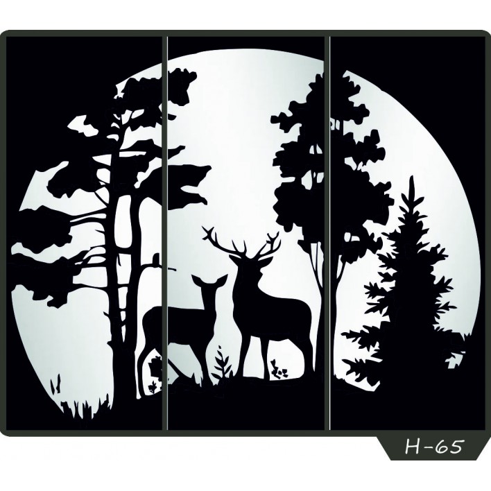  Пескоструйный рисунок на 3 двери рисунок H-65 - Феникс 