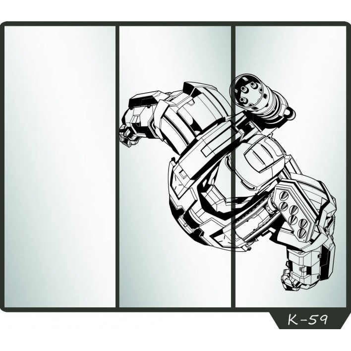Пескоструйный рисунок на 3 двери рисунок K-59 - Феникс 