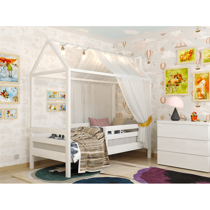 Детская кровать Домик Джерри 80х190 Сосна - Белый - ARBOR 
