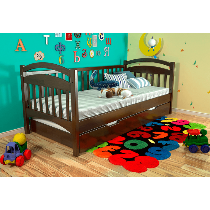  Купити Дитяче ліжко Аліса 80х200 Сосна - Темний Горіх - ARBOR 