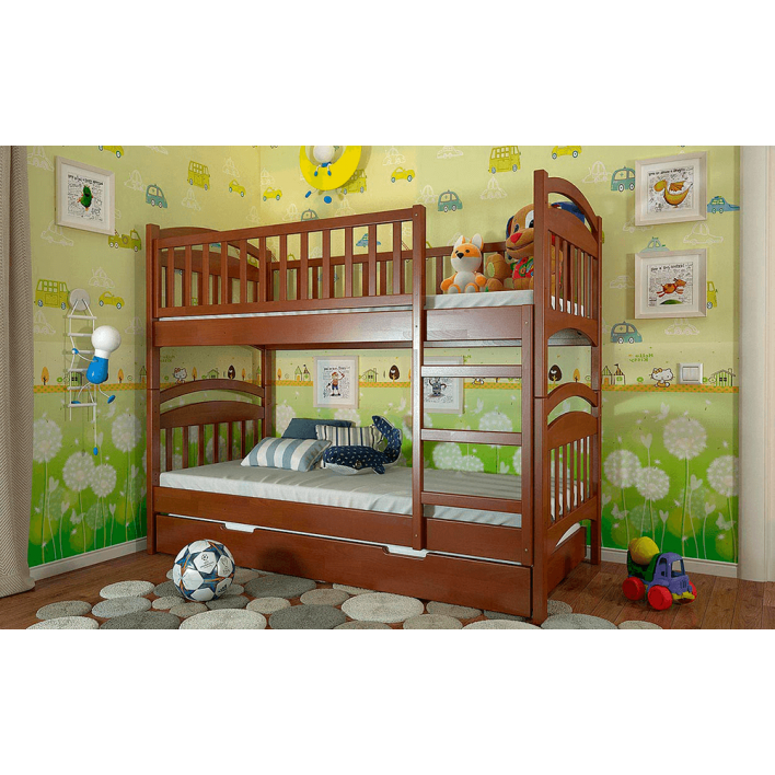 Двухъярусная детская кровать Смайл 90х200 Сосна - Яблоня