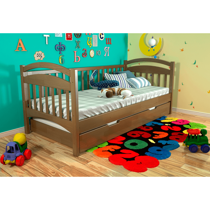 Купити Дитяче ліжко Аліса 80х200 Сосна - Горіх - ARBOR у Вінниці