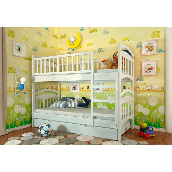 Купить Двухъярусная детская кровать Смайл 90х190 Сосна - Белый - ARBOR в Днепре