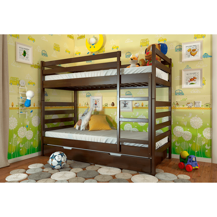  Купити Дитяче ліжко Ріо 80х190 Сосна - Темний Горіх - ARBOR 