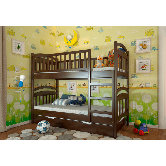 Купить Двухъярусная детская кровать Смайл 90х200 Сосна - Темный Орех - ARBOR в Херсоне