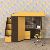 Детская Кровать-чердак  Binky Венге / Охра желтая - Art In Head 