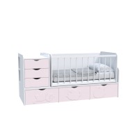Кровать детская Binky (3 в 1) Аляска / Розовый / Белый