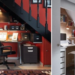 15 практичних ідей для облаштування офісу під сходами