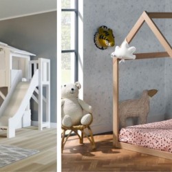 Лучший способ украсить спальню ребенка - это кровать в серо-белой комнате!