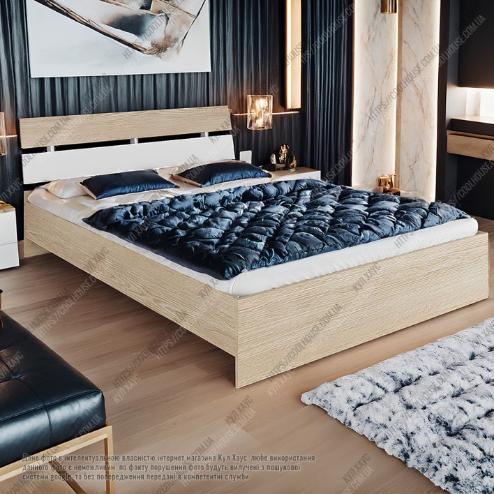 Купити Ліжко №1468 + Ламелі 90х200 Дуб Сонома / Білий - Фенікс в Харкові