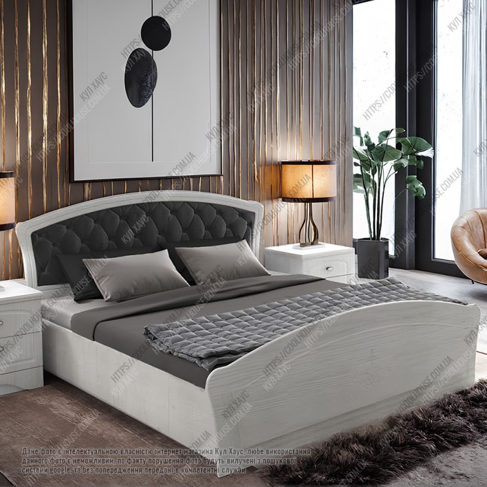 Купити Ліжко 160х200 з м'яким узголів'ям Діжон/Дуб крафт білий №59299 - Фенікс в Херсоні