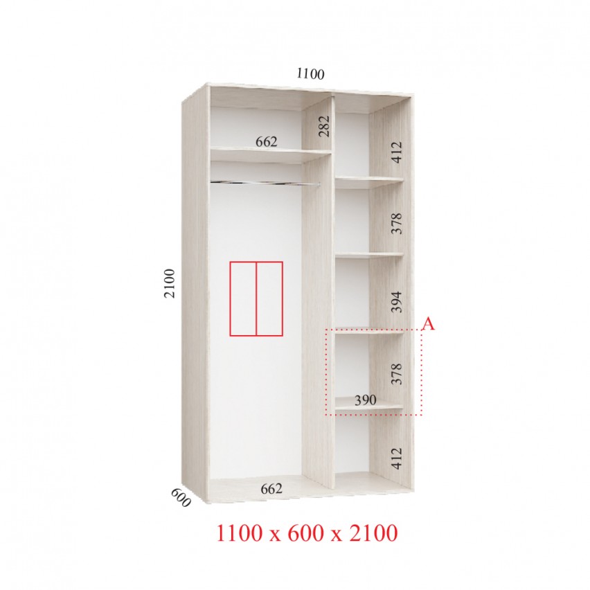 Гардеробна Корпус 110х60х210 СТАНДАРТ