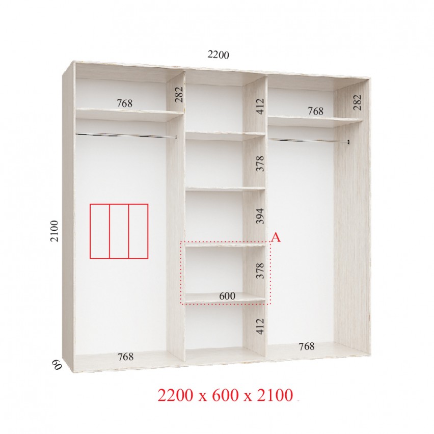 Гардеробна Корпус 220х60х210 СТАНДАРТ