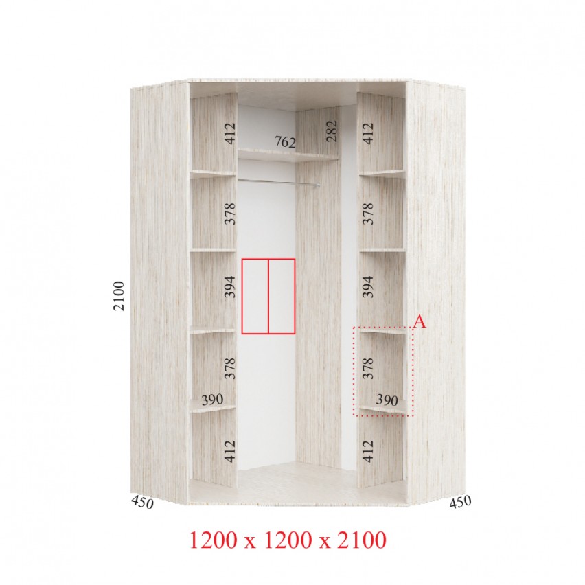 Купити Гардеробна Кутовий Корпус 120х120х210 СТАНДАРТ - Фенікс в Харкові