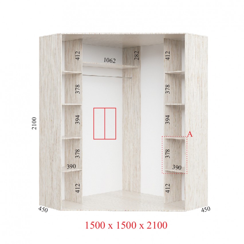 Купити Гардеробна Кутовий Корпус 150х150х210 СТАНДАРТ - Фенікс в Харкові