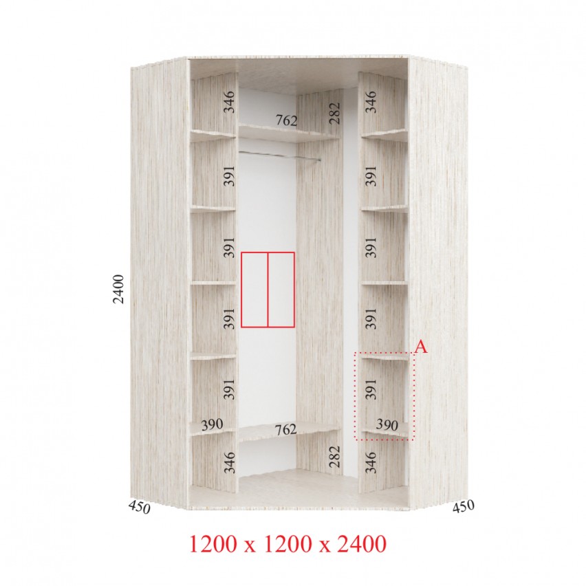 Гардеробна Кутовий Корпус 120х120х240 СТАНДАРТ