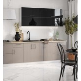 Кухня Сансет Вариант 1 в цвете черный глянец / серый глянец - Феникс 
