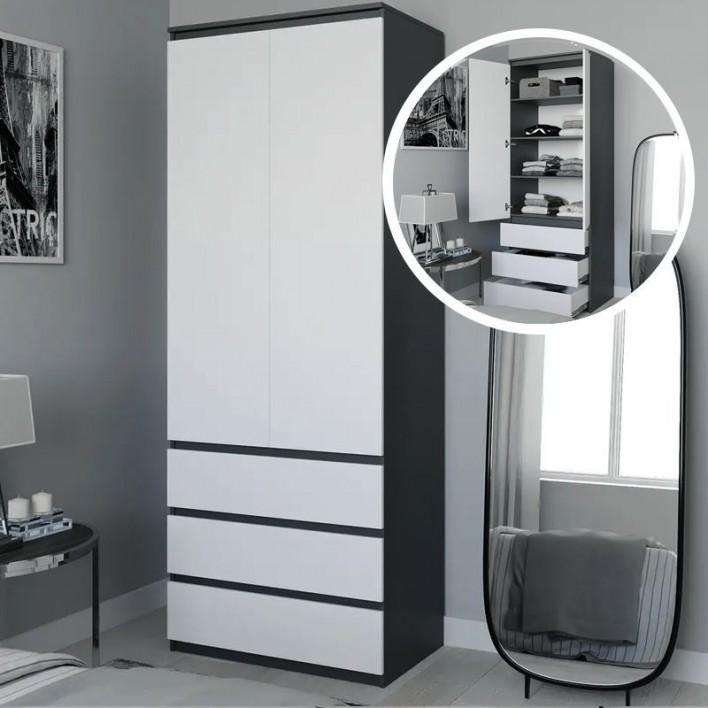  Шкаф для одежды Т-210 антрацит белый 2 дверей;3 ящика - фабрики Morelli от производителя по низкой цене